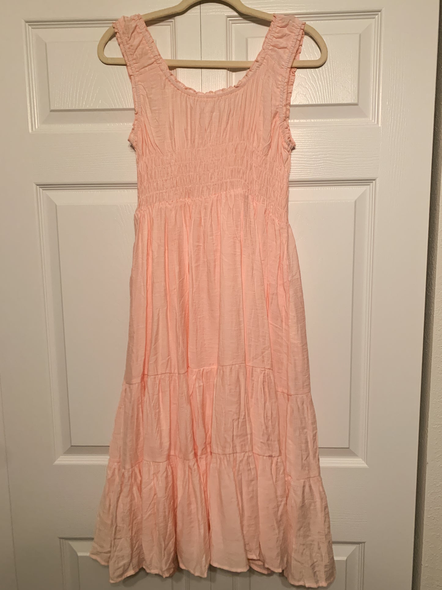 Light Pink Ruffle Midi Dress