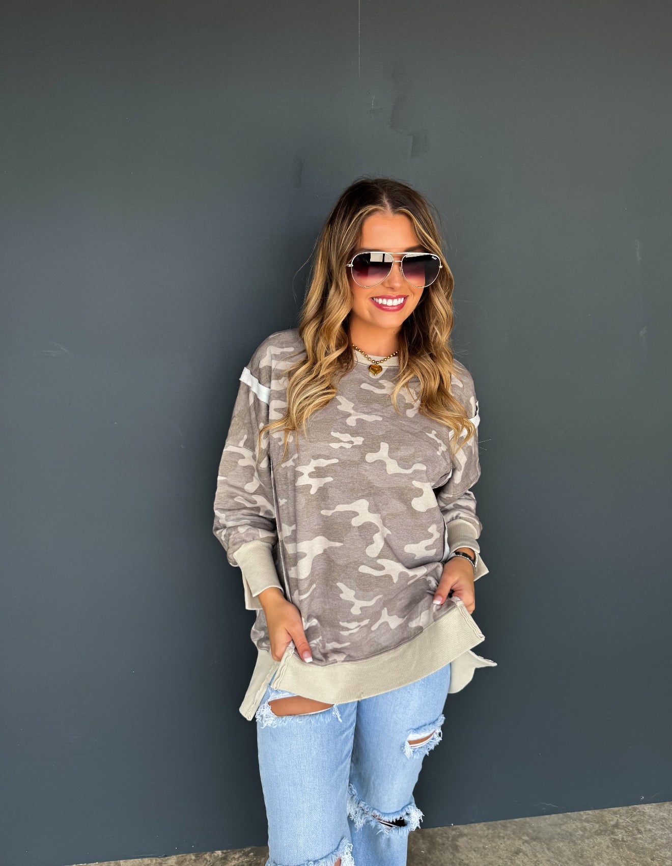 Green Camo Classic Crew Pullover