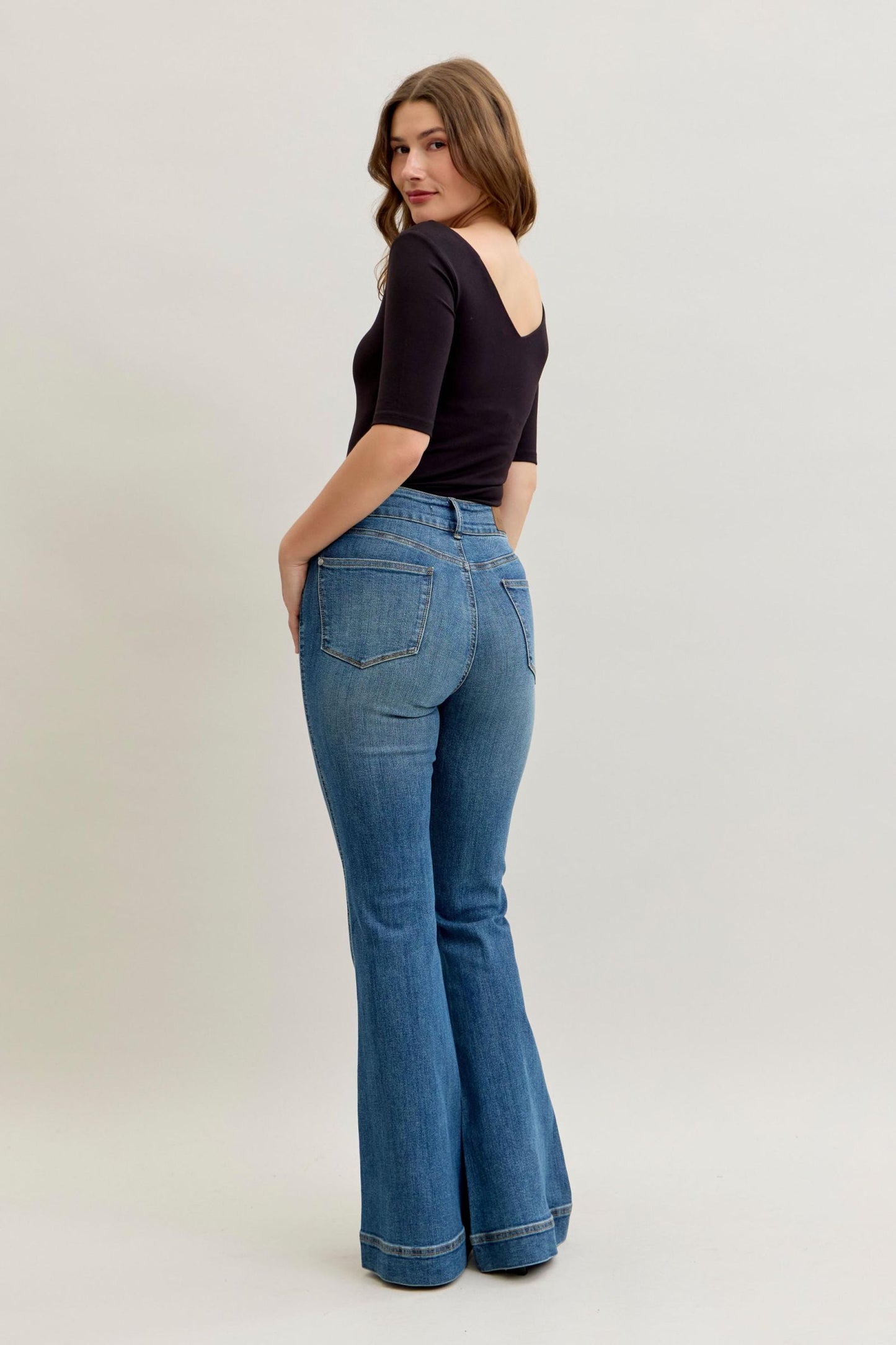 Judy Blue High Waist Tummy Control Double Button Flares