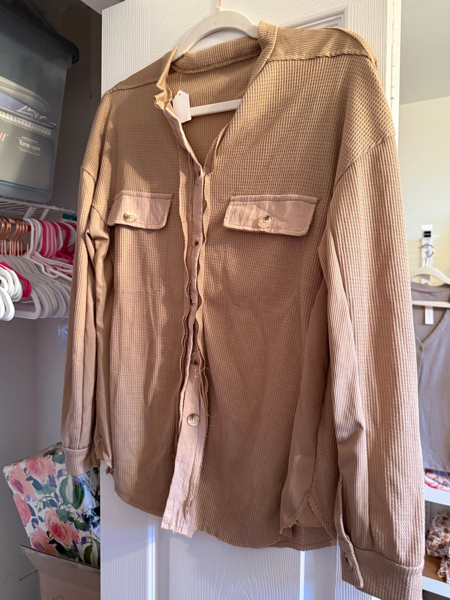 Brown Waffle Knit Shacket