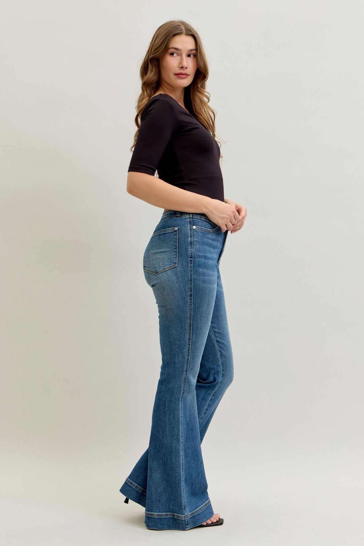 Judy Blue High Waist Tummy Control Double Button Flares