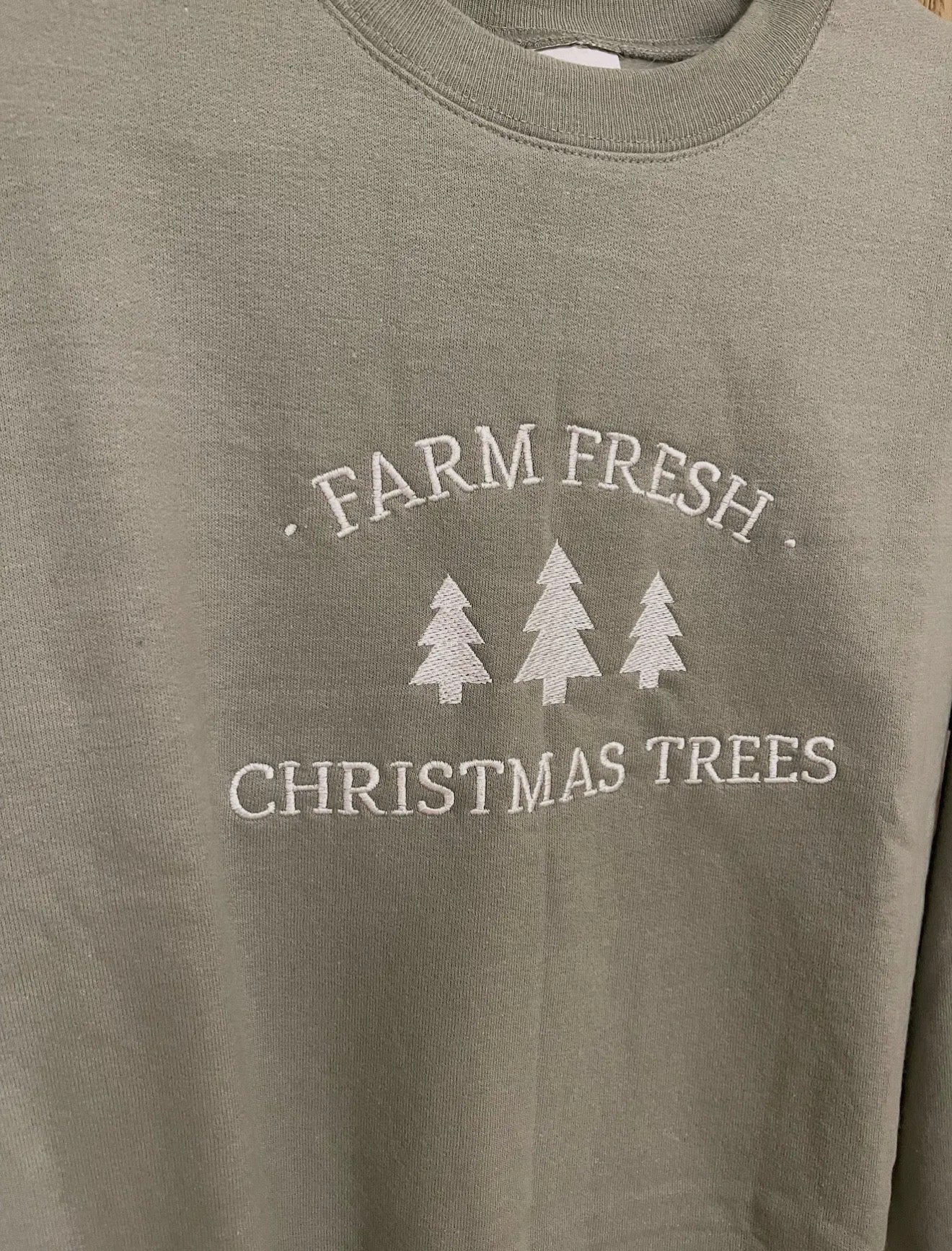 Farm Fresh Christmas Trees Embroidered Crew