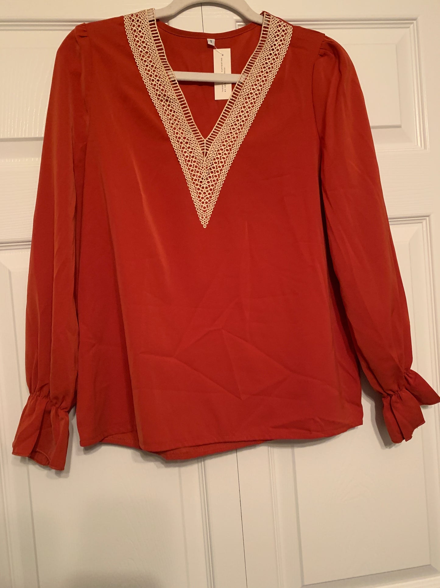 V-Neck Ruffle Sleeve Blouse