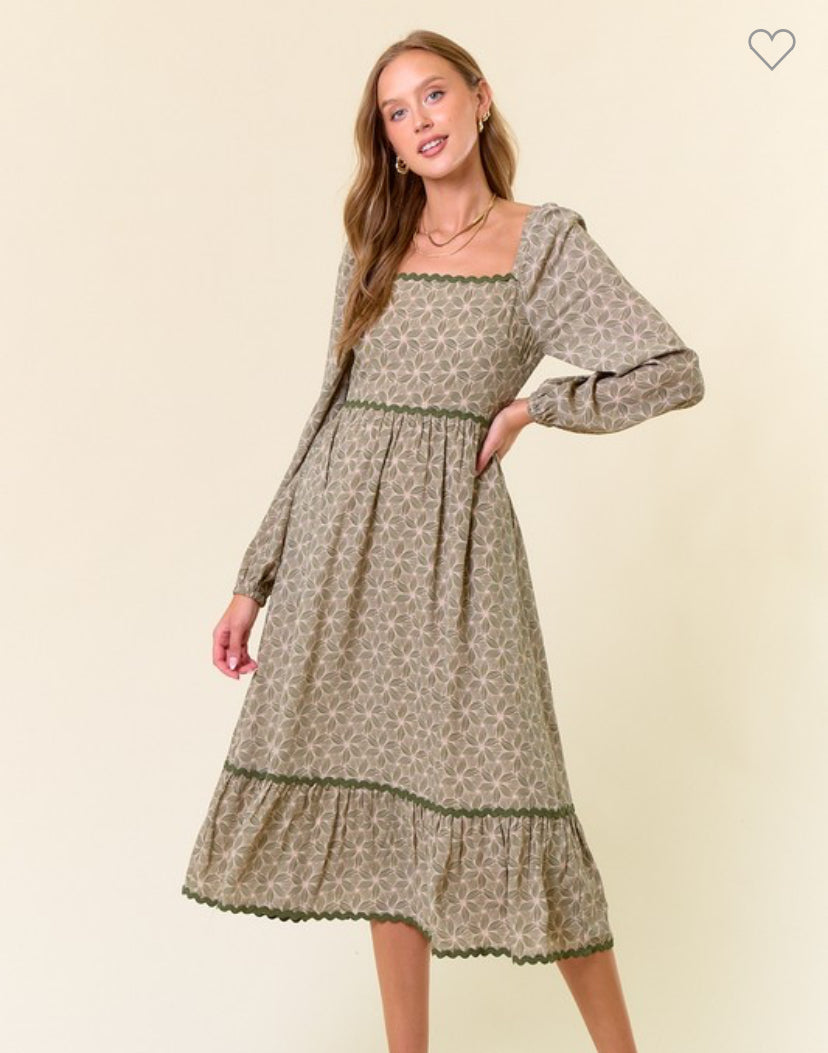 Floral Square Neck Lace Tiered Maxi RGK RTS