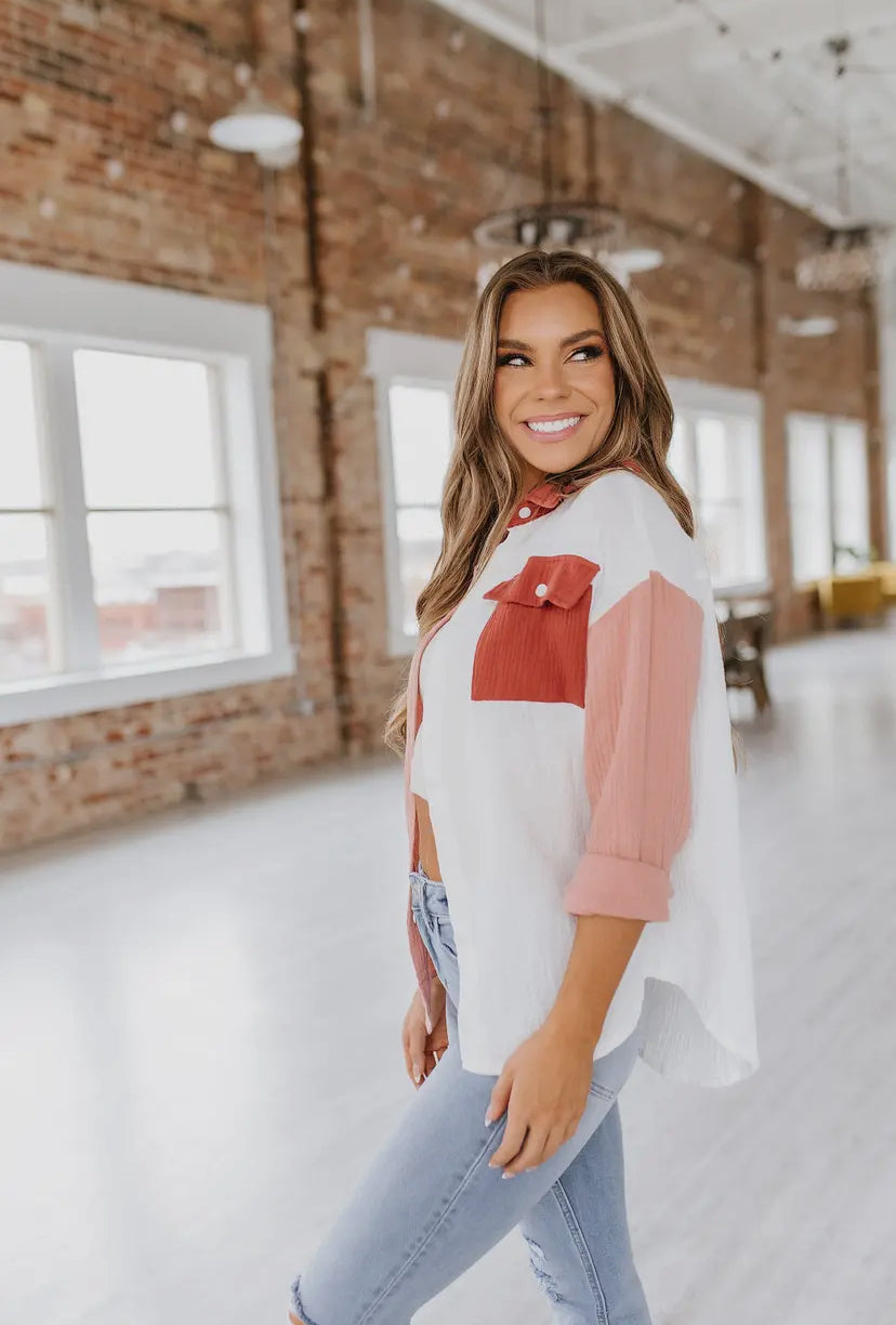 Callie Color Block Button Up RGK RTS