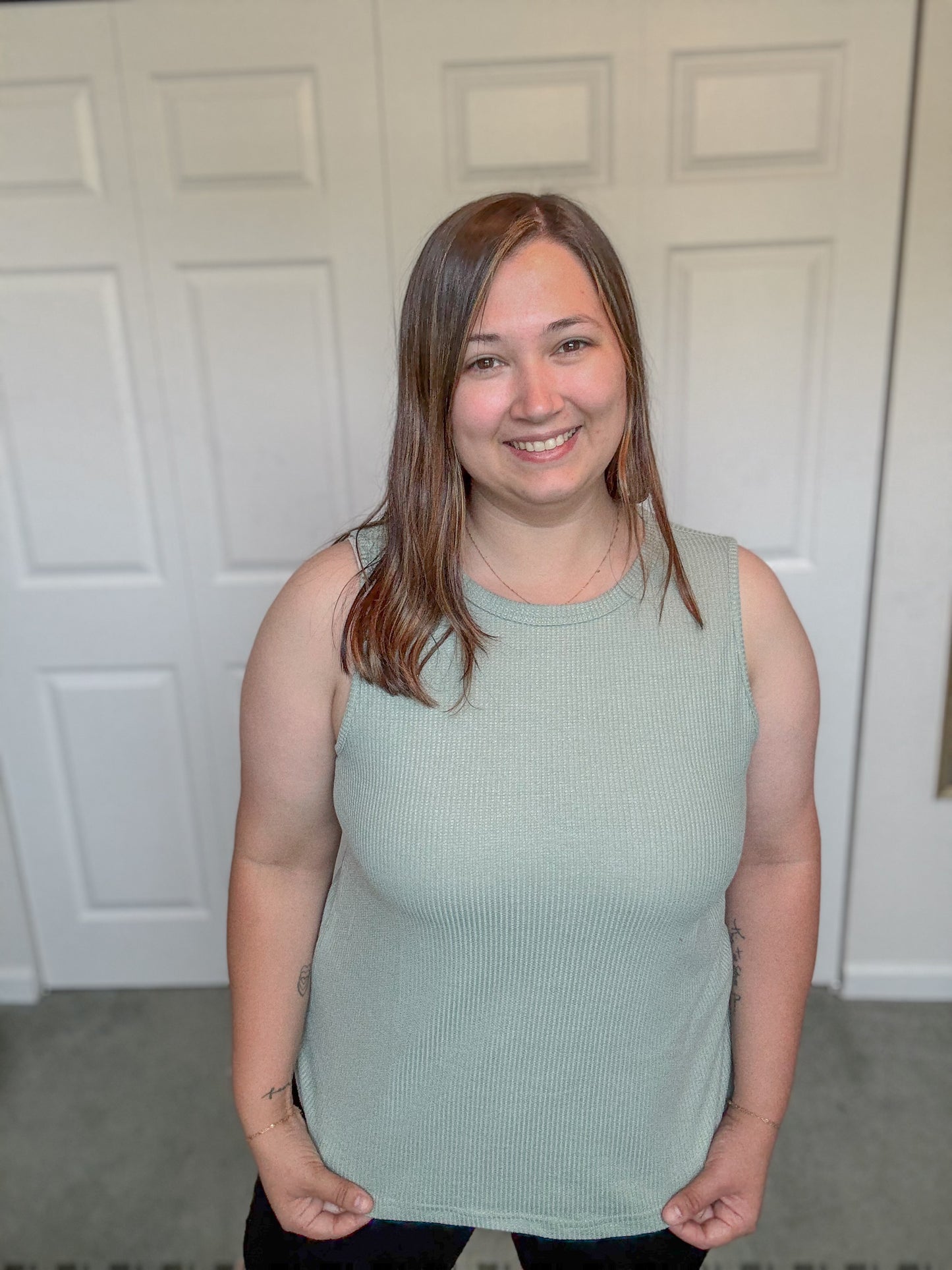 Sage Green Waffle Knit Tank RGK RTS
