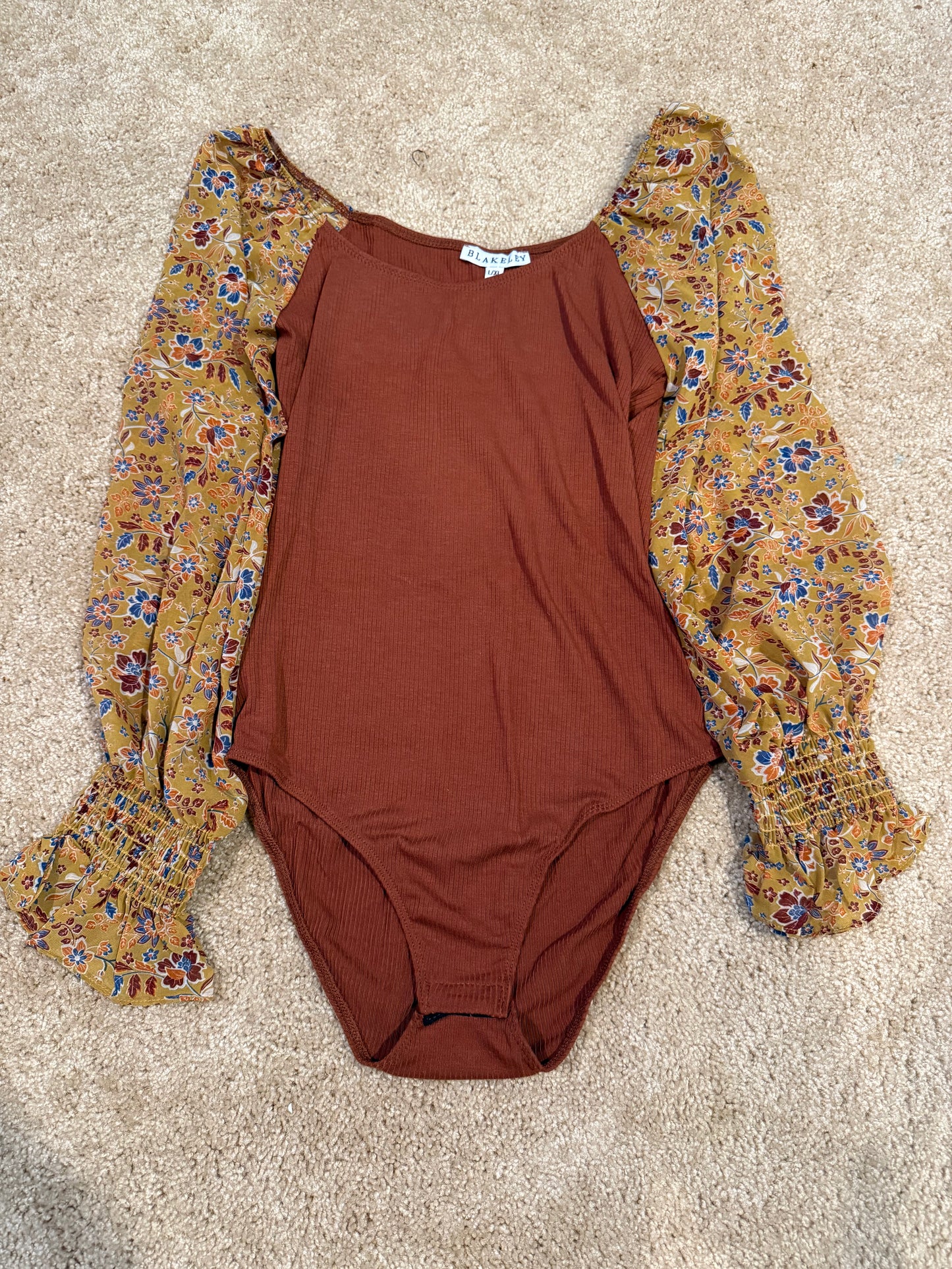 Blakeley Brown Floral Sleeve Bodysuit