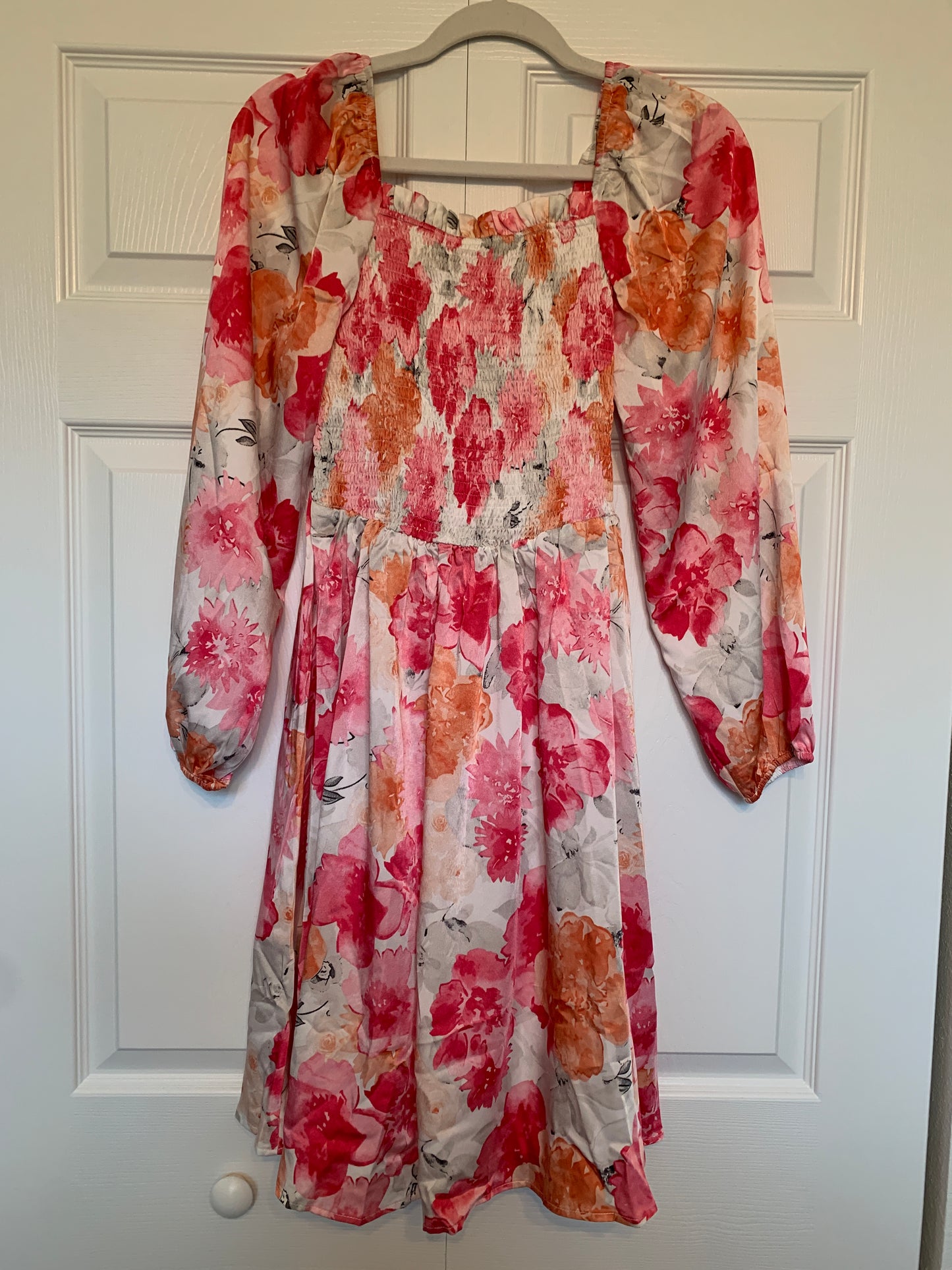 Pink Floral Smocked Dress