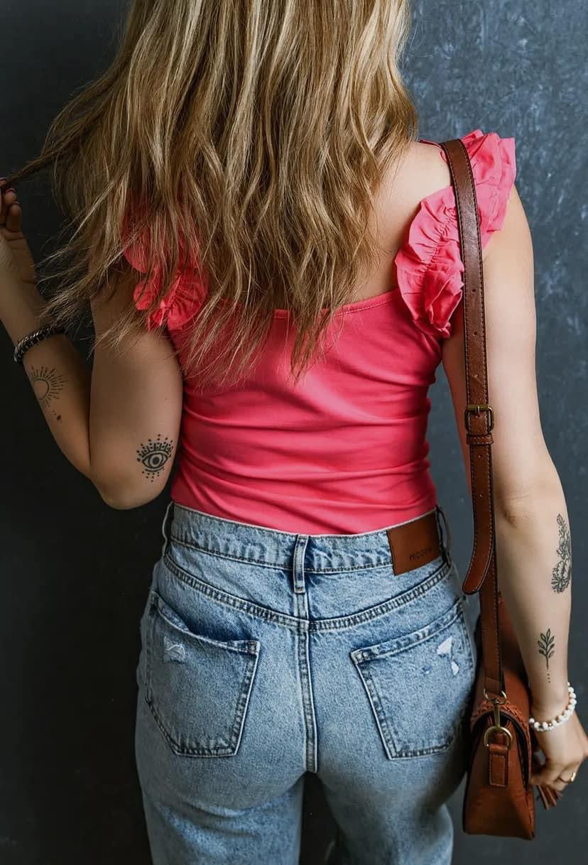 Pink Ruffle Sleeve Top