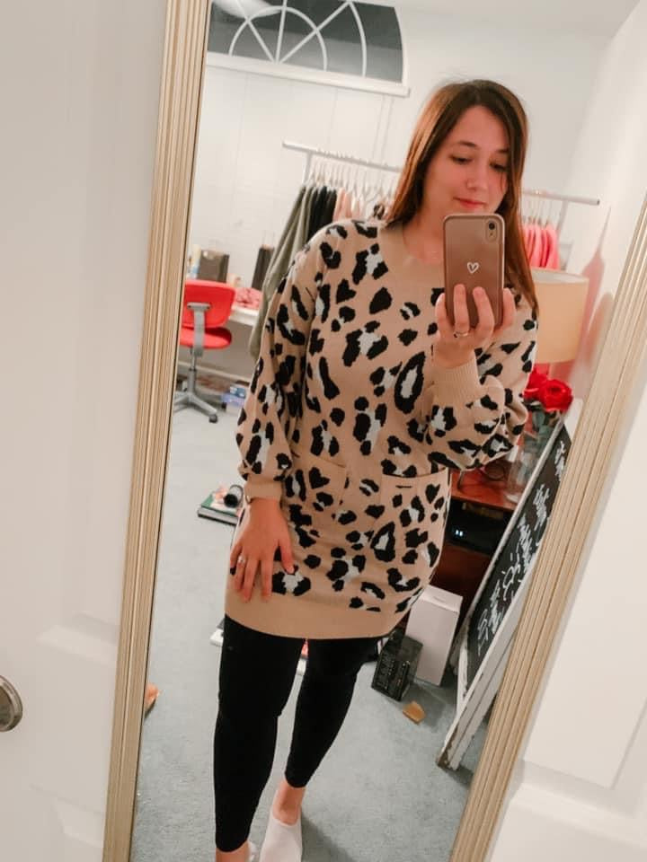 Bailey's Blossoms Cheetah Sweater Dress RGK RTS