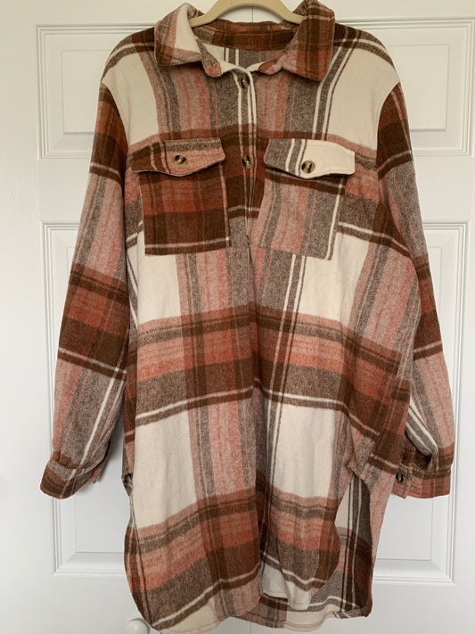 Plus Size Plaid Shacket RGK RTS