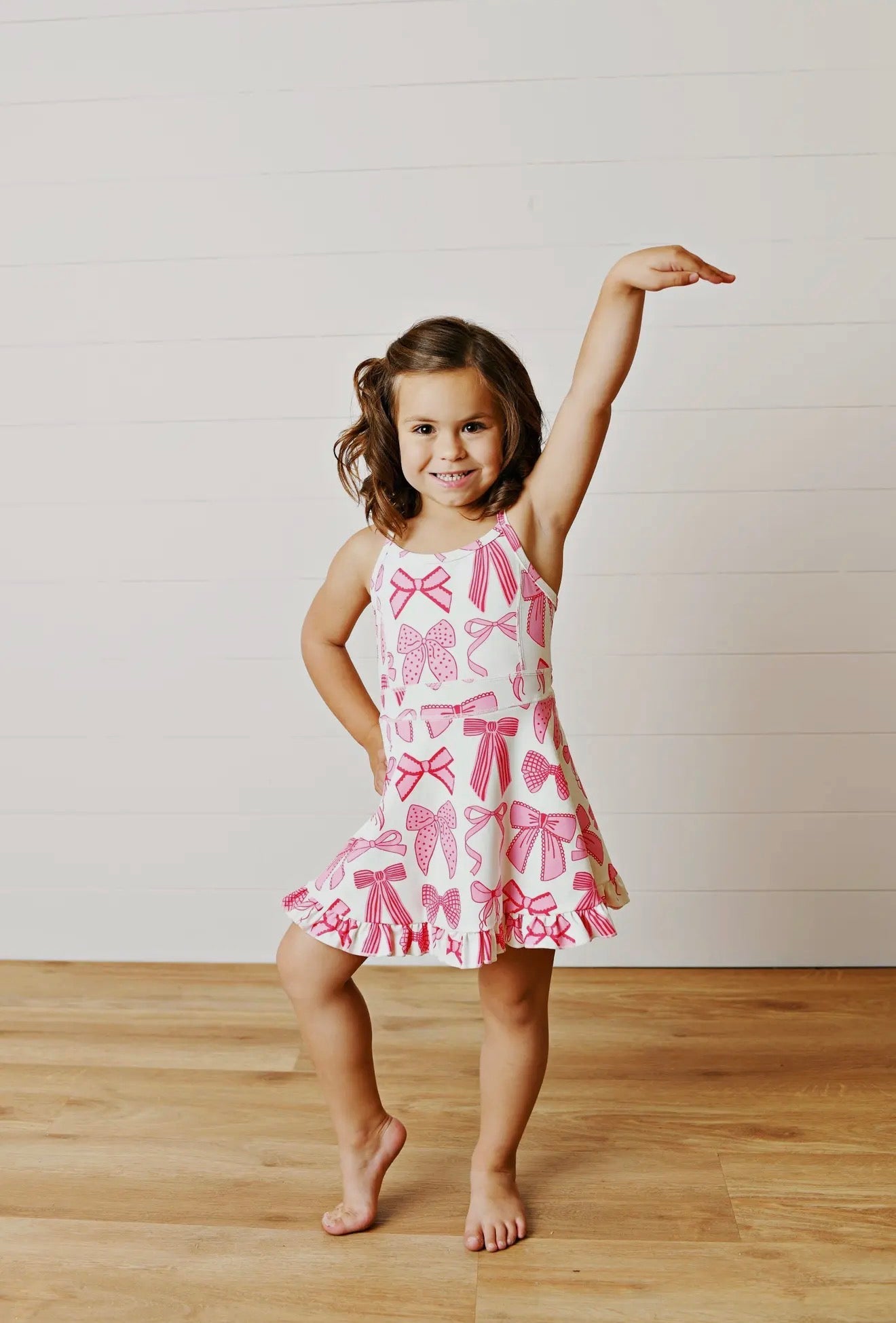 Oopsie Daisy White & Pink Bow Sport Ruffle Dress
