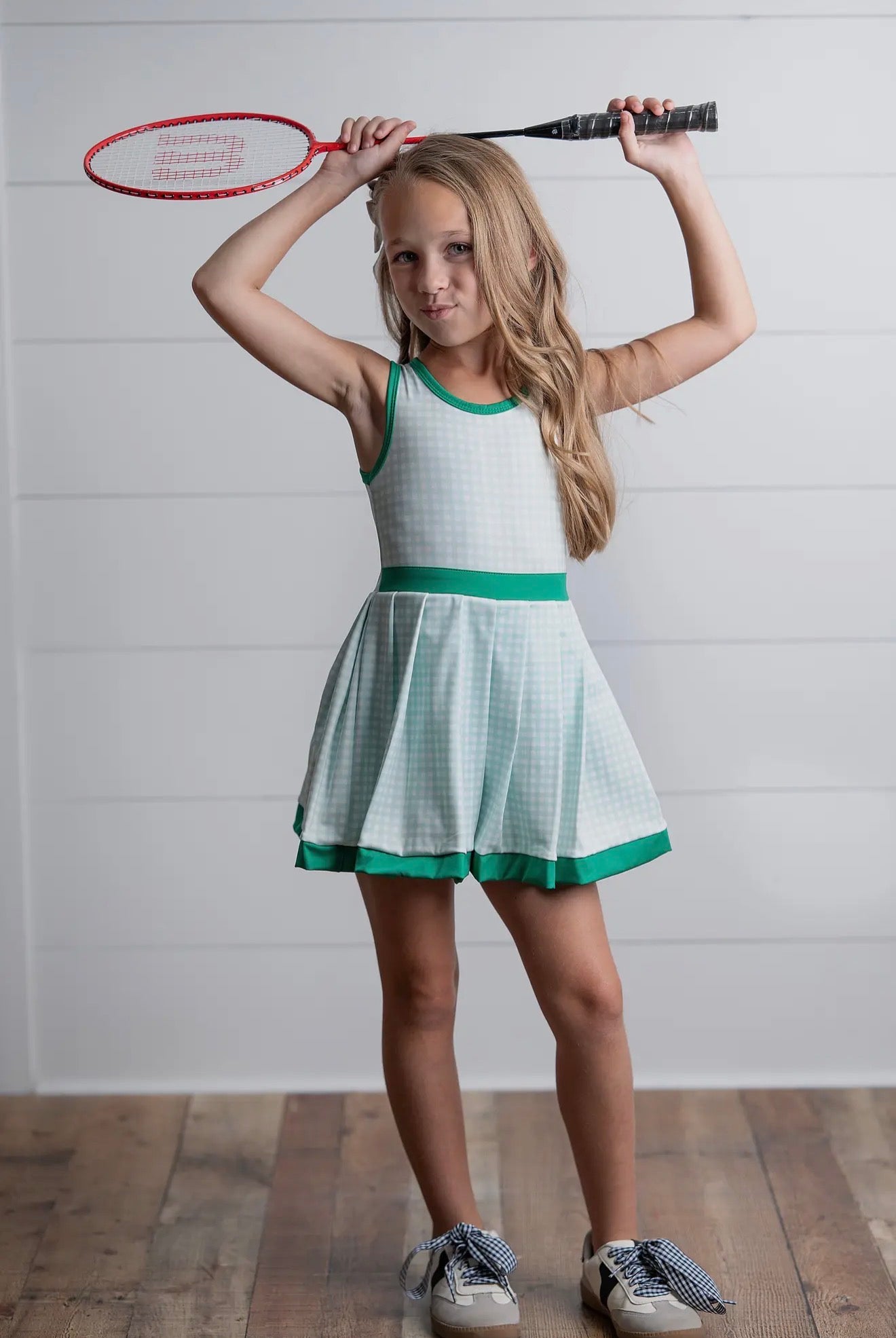 Oopsie Daisy Green Check Athletic Dress