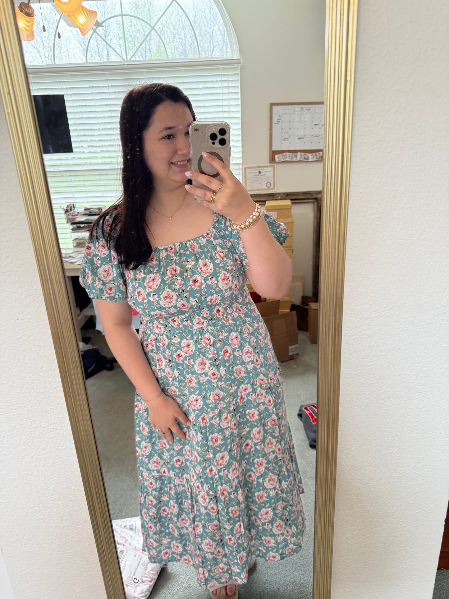 Floral Elastic Waist Midi Dress RGK RTS