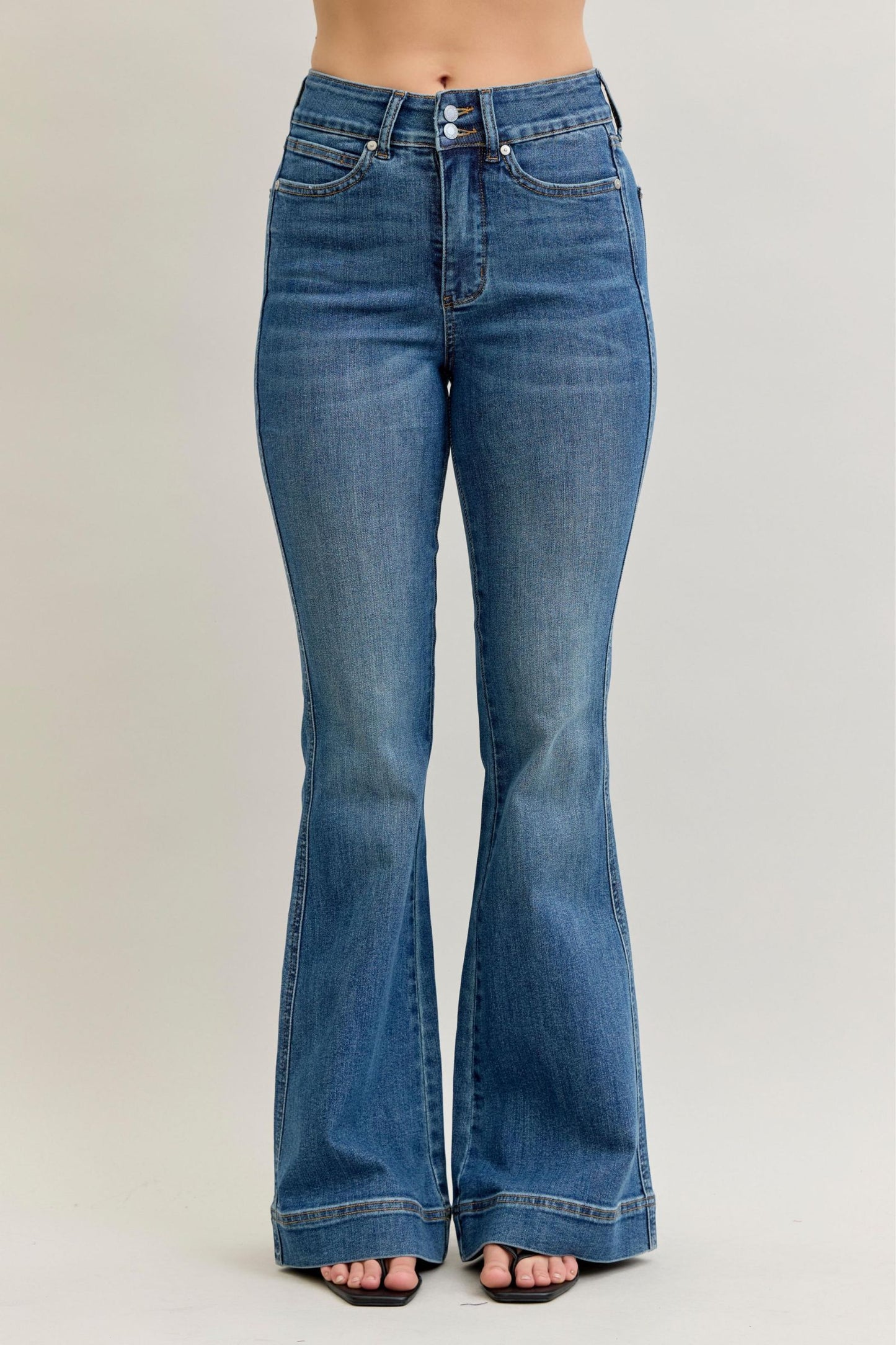 Judy Blue High Waist Tummy Control Double Button Flares