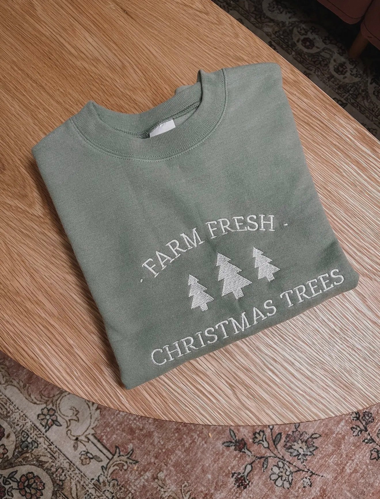 Farm Fresh Christmas Trees Embroidered Crew