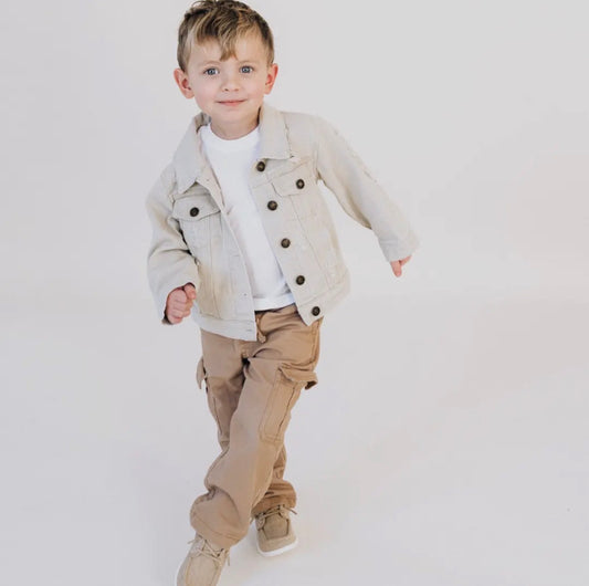 Khaki Distressed Denim Jacket