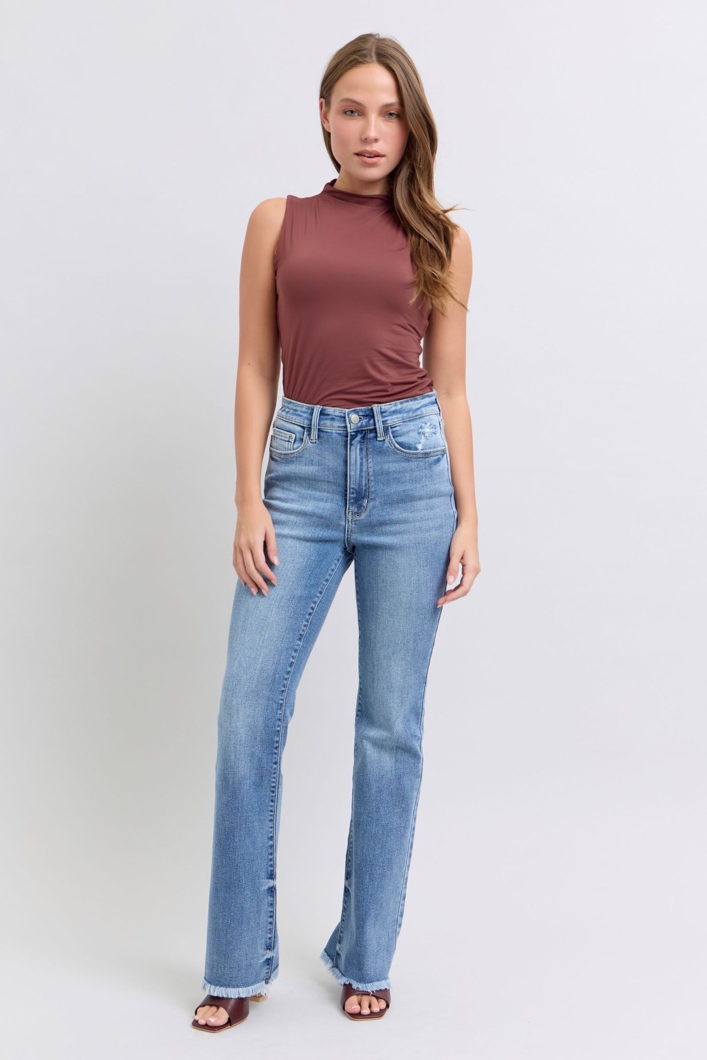 Judy Blue High Waist Bootcut w/Fray Hem