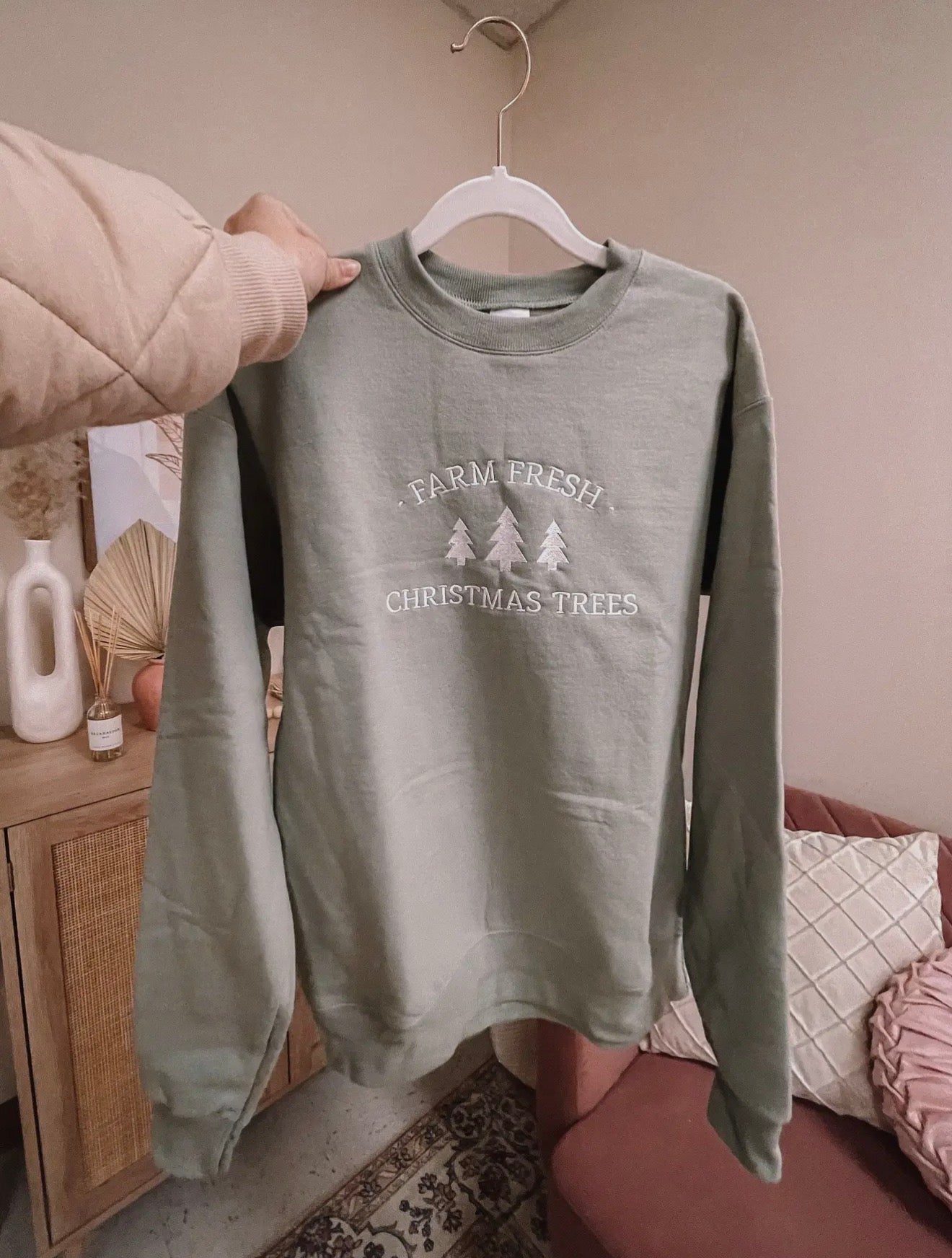 Farm Fresh Christmas Trees Embroidered Crew