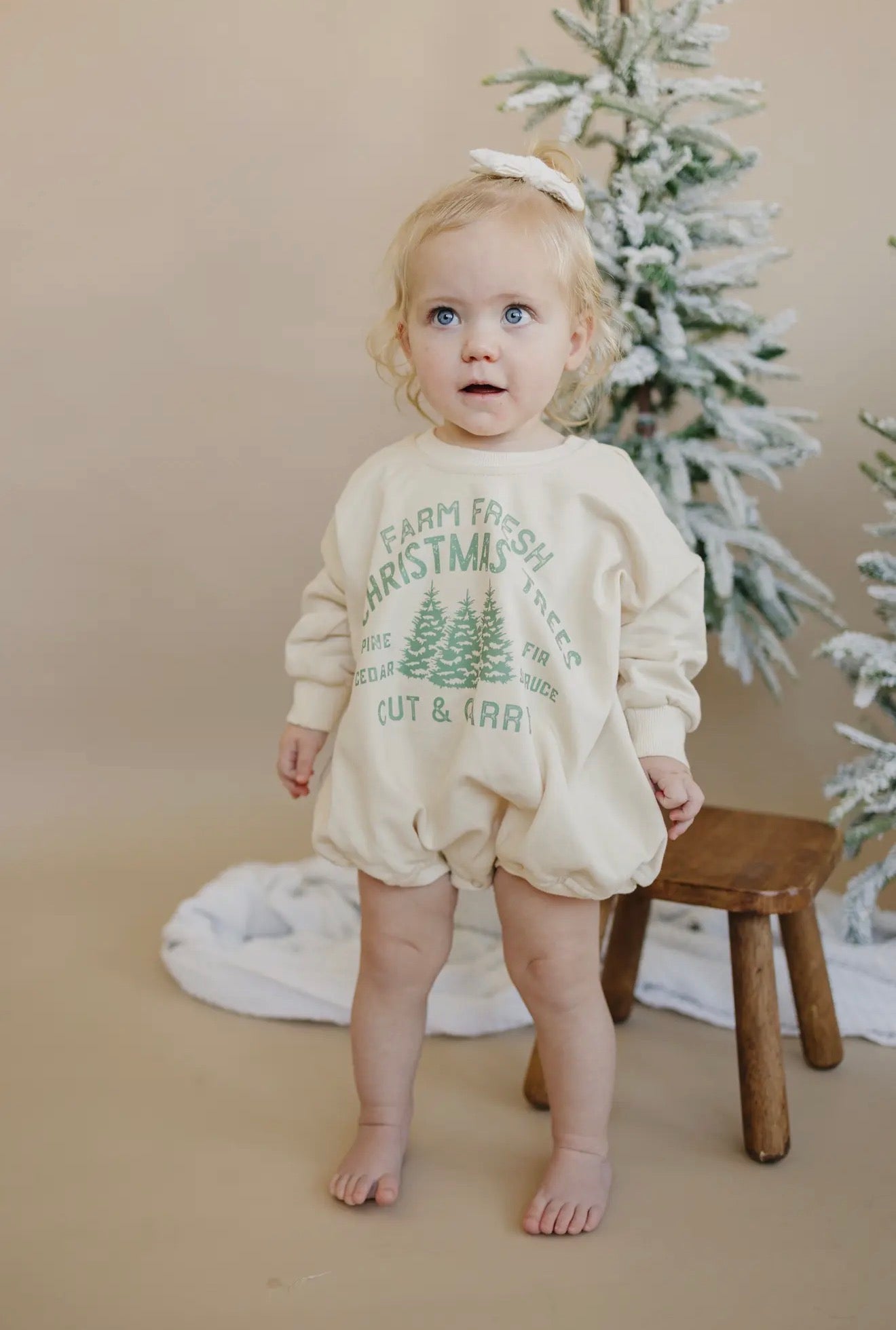 Farm Fresh Christmas Trees Sweatshirt Romper