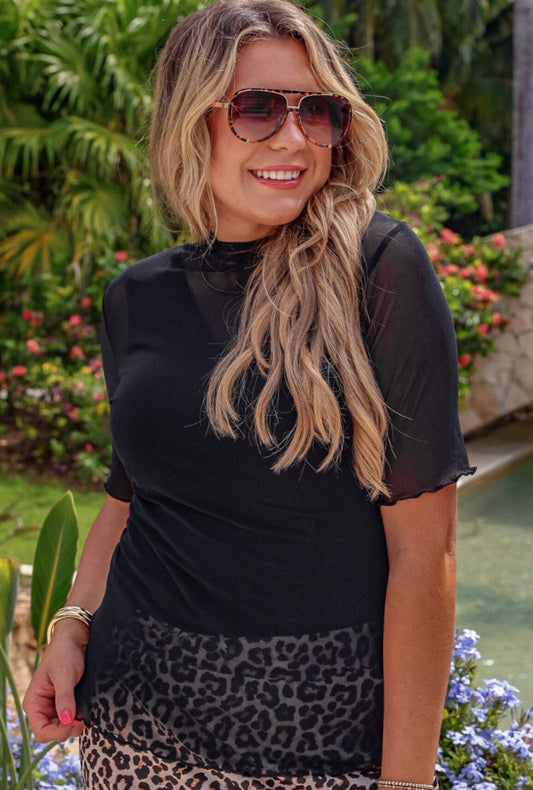 Kora Black Mesh Top