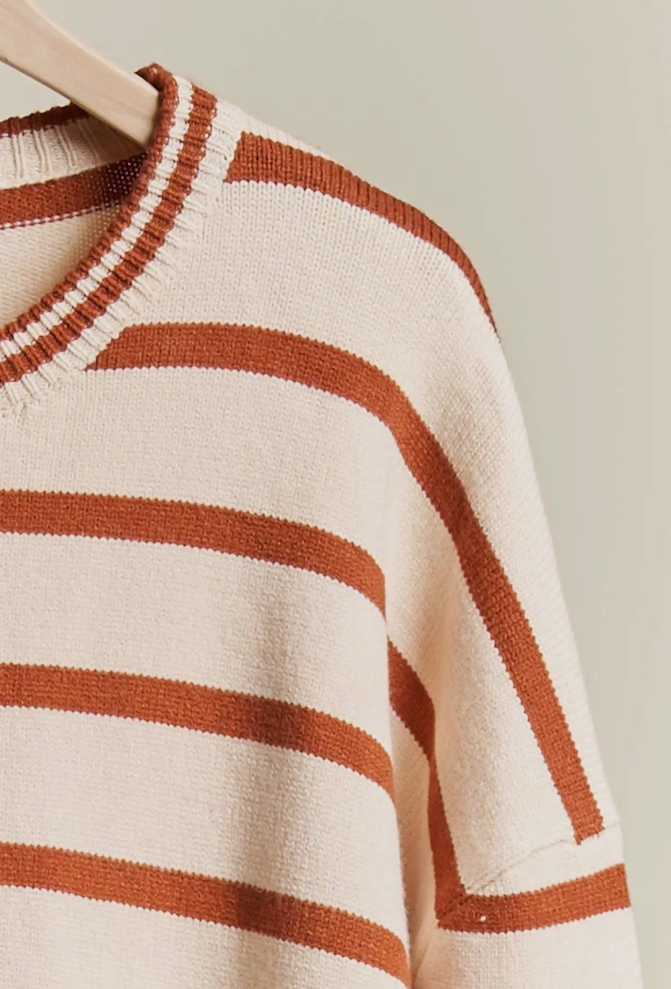 Round Neck Striped Knit Sweater