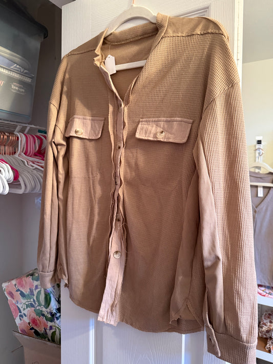 Brown Waffle Knit Shacket