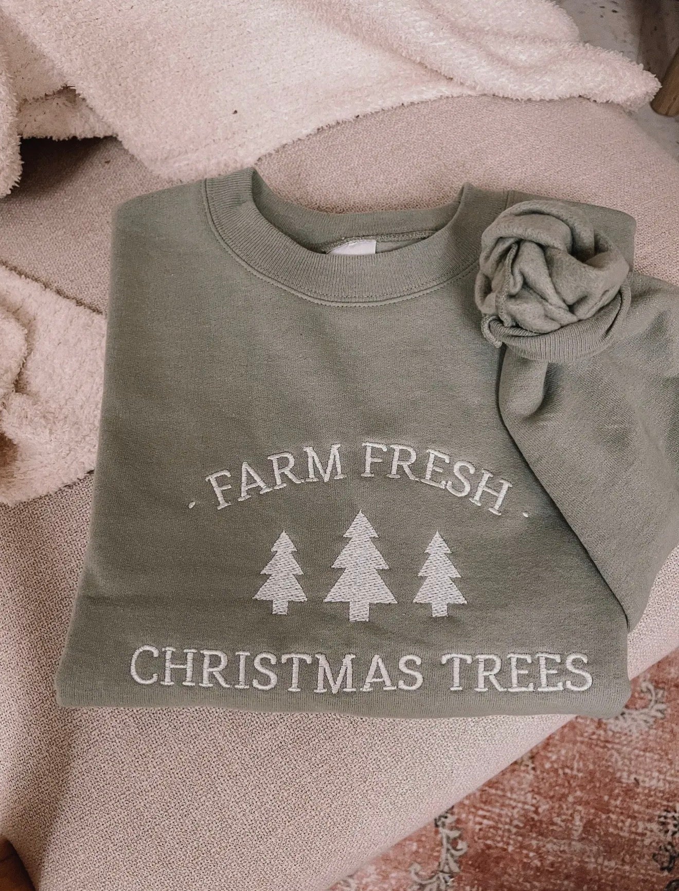 Farm Fresh Christmas Trees Embroidered Crew
