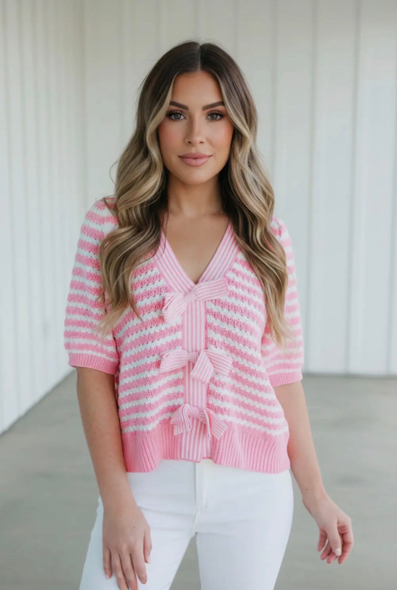 Bow V-Neck Knot Sweater
