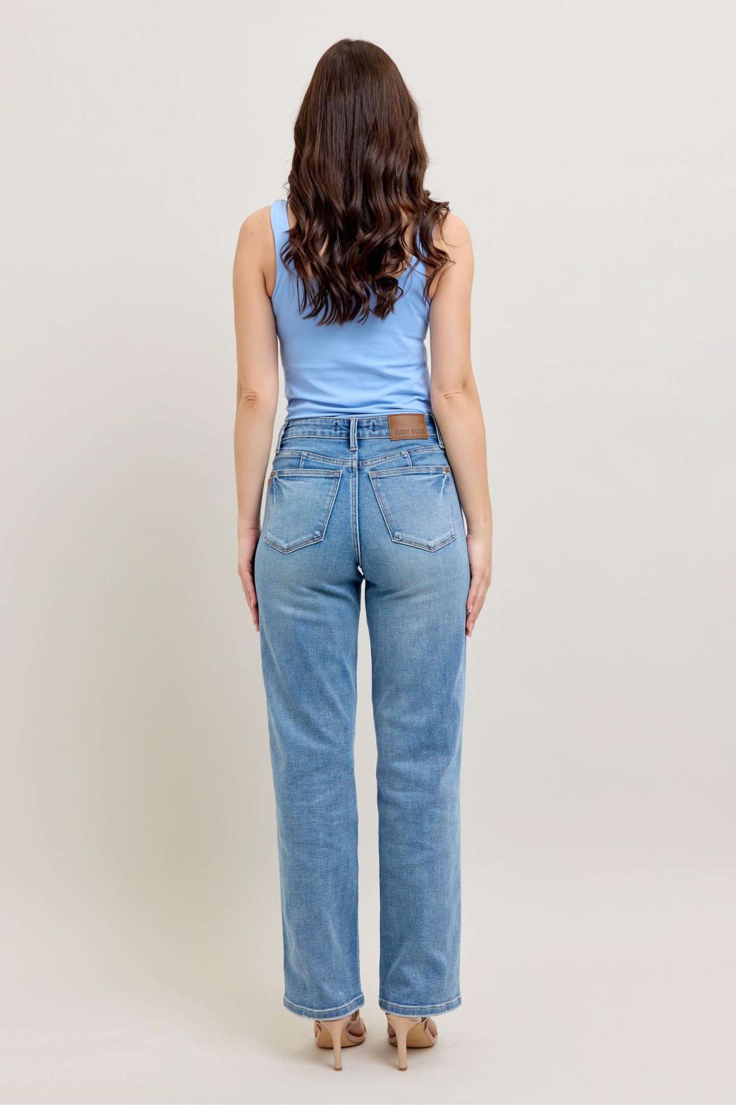 Judy Blue Mid Rise Tummy Control Vintage Wash Straight Leg