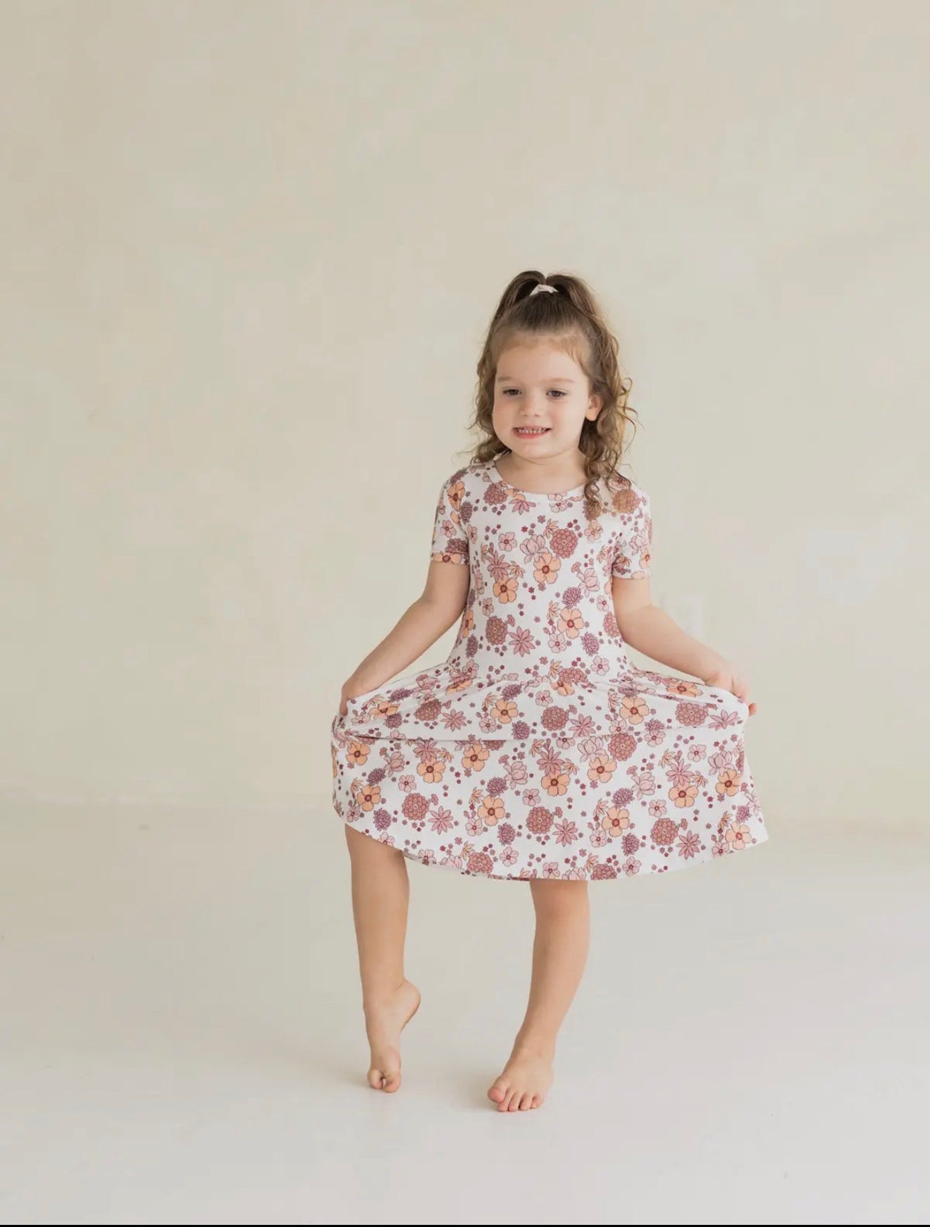 Floral Bloom Ribbed Bamboo Twirl Dress - 2 Styles!