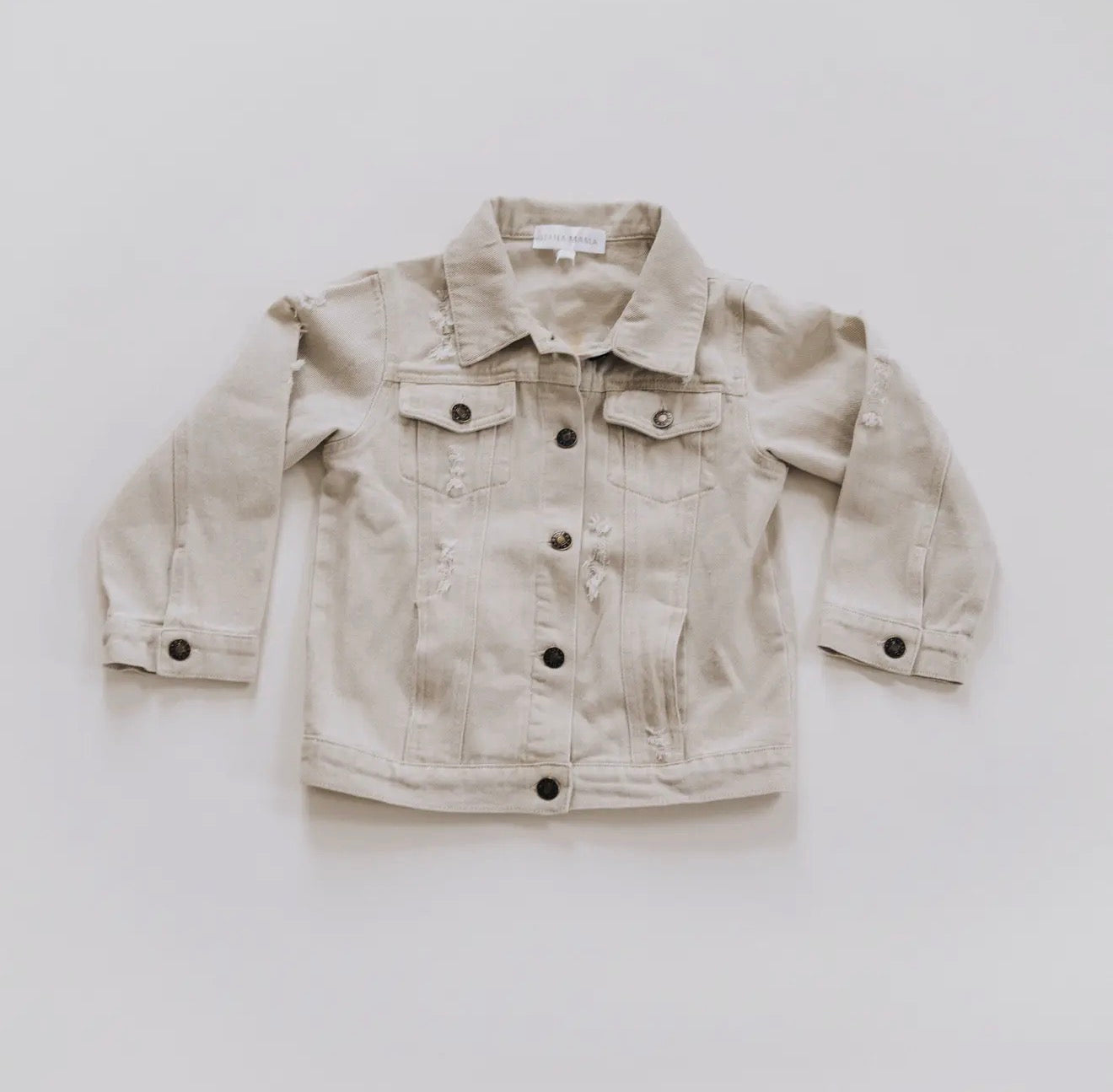Khaki Distressed Denim Jacket