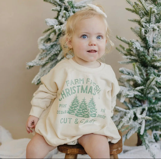 Farm Fresh Christmas Trees Sweatshirt Romper