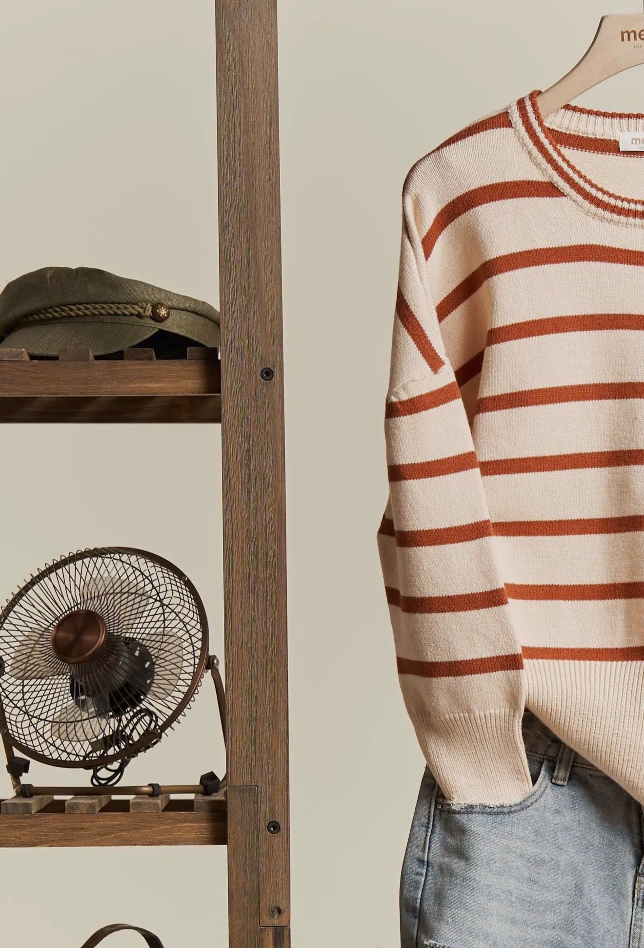 Round Neck Striped Knit Sweater