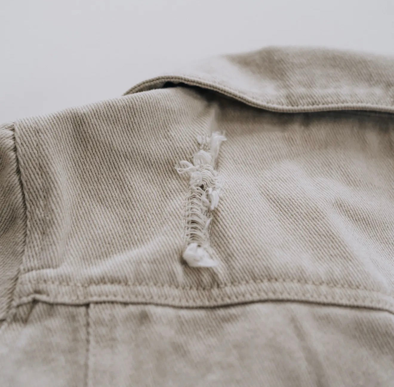 Khaki Distressed Denim Jacket