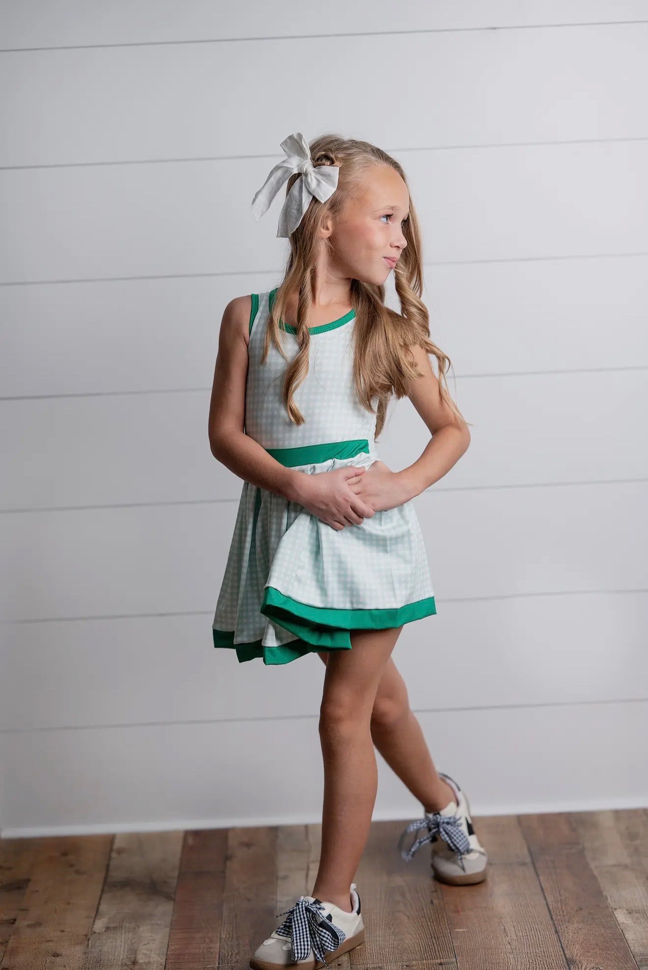 Oopsie Daisy Green Check Athletic Dress