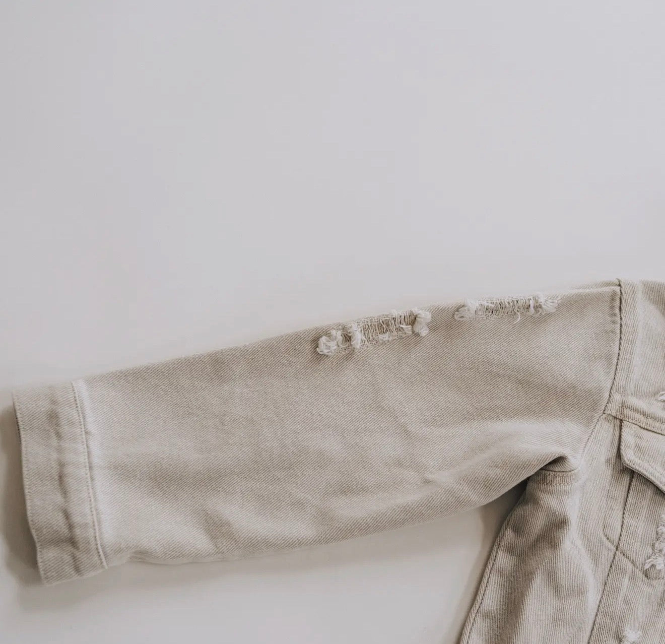 Khaki Distressed Denim Jacket