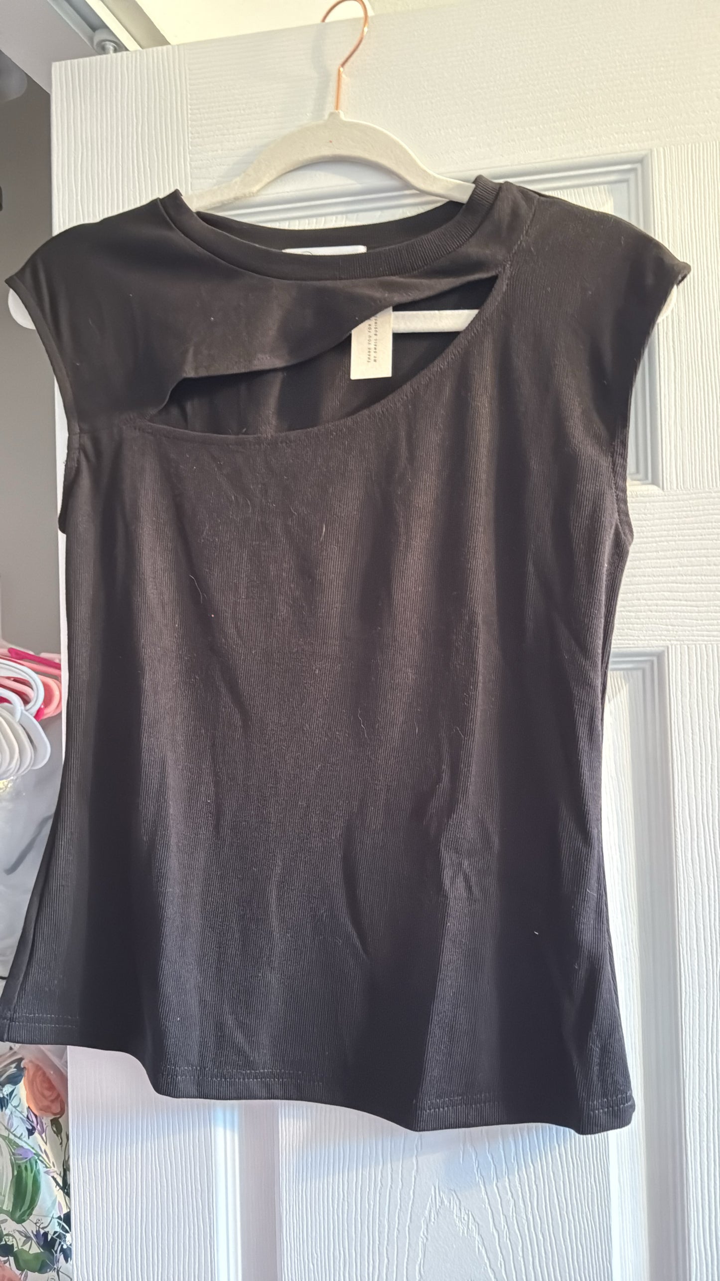 Black Peek-A-Boo Fitted Top