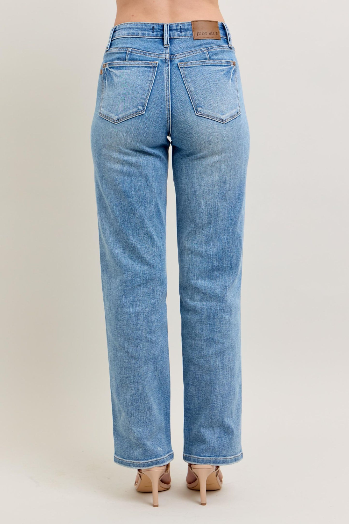 Judy Blue Mid Rise Tummy Control Vintage Wash Straight Leg