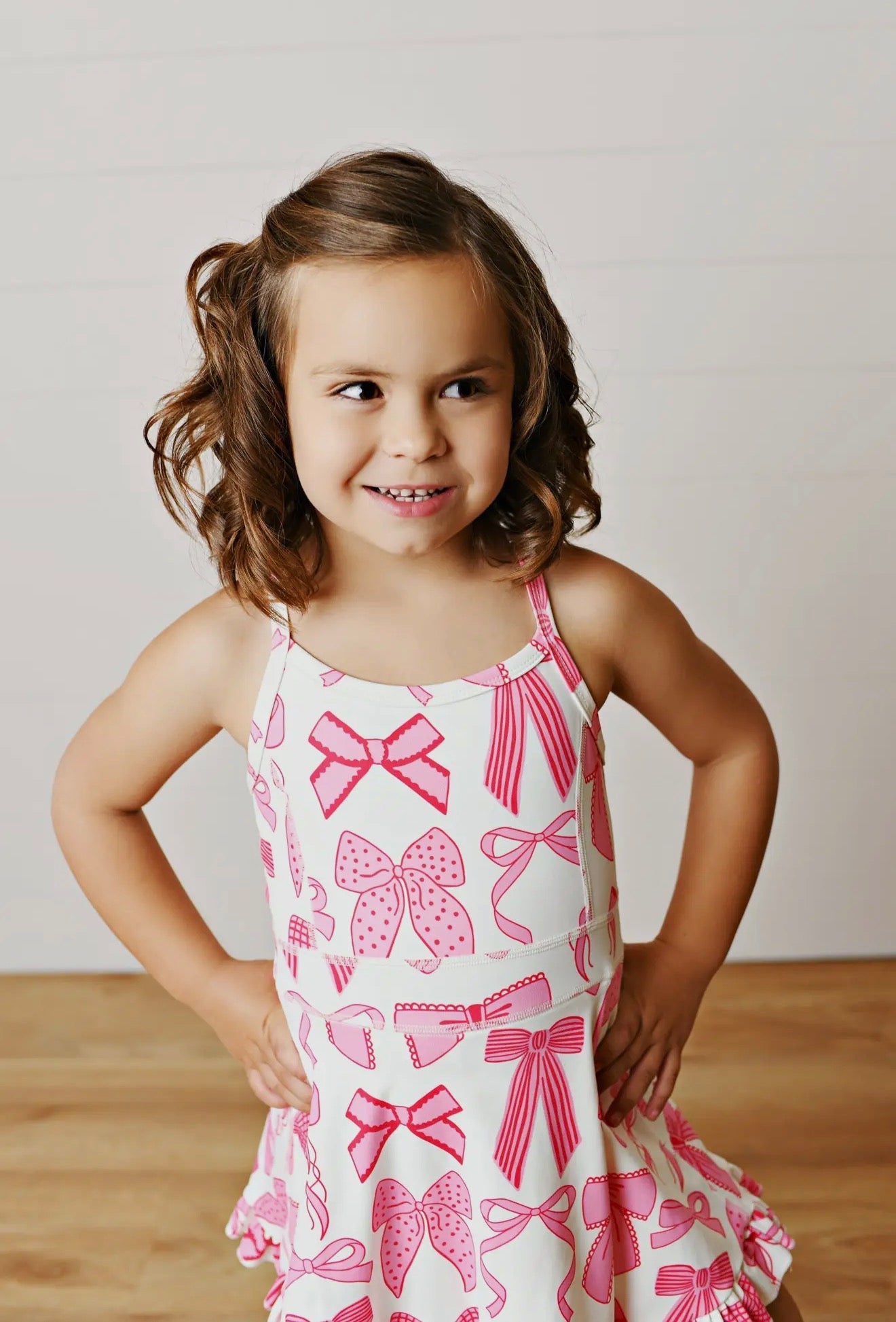 Oopsie Daisy White & Pink Bow Sport Ruffle Dress