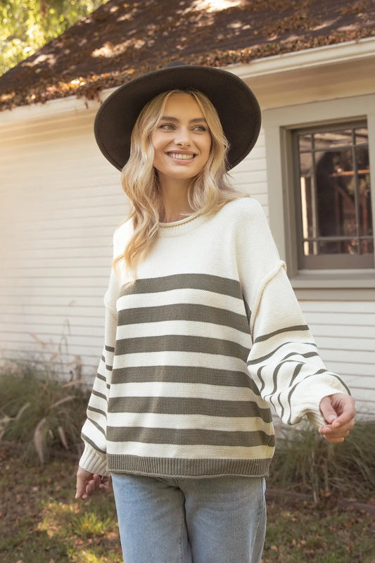 Long Sleeve Oversized Striped Sweater RGK RTS