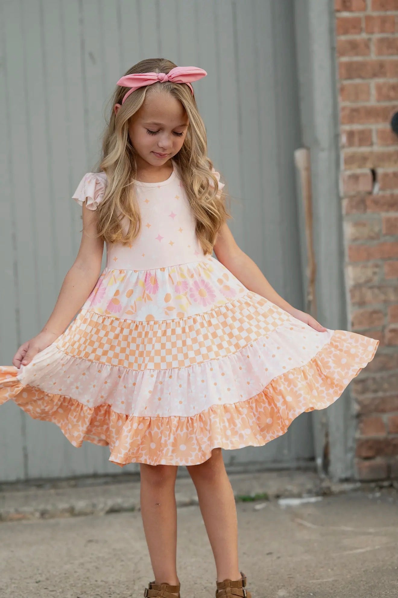 Oopsy Daisy Checkered Tiered Dress