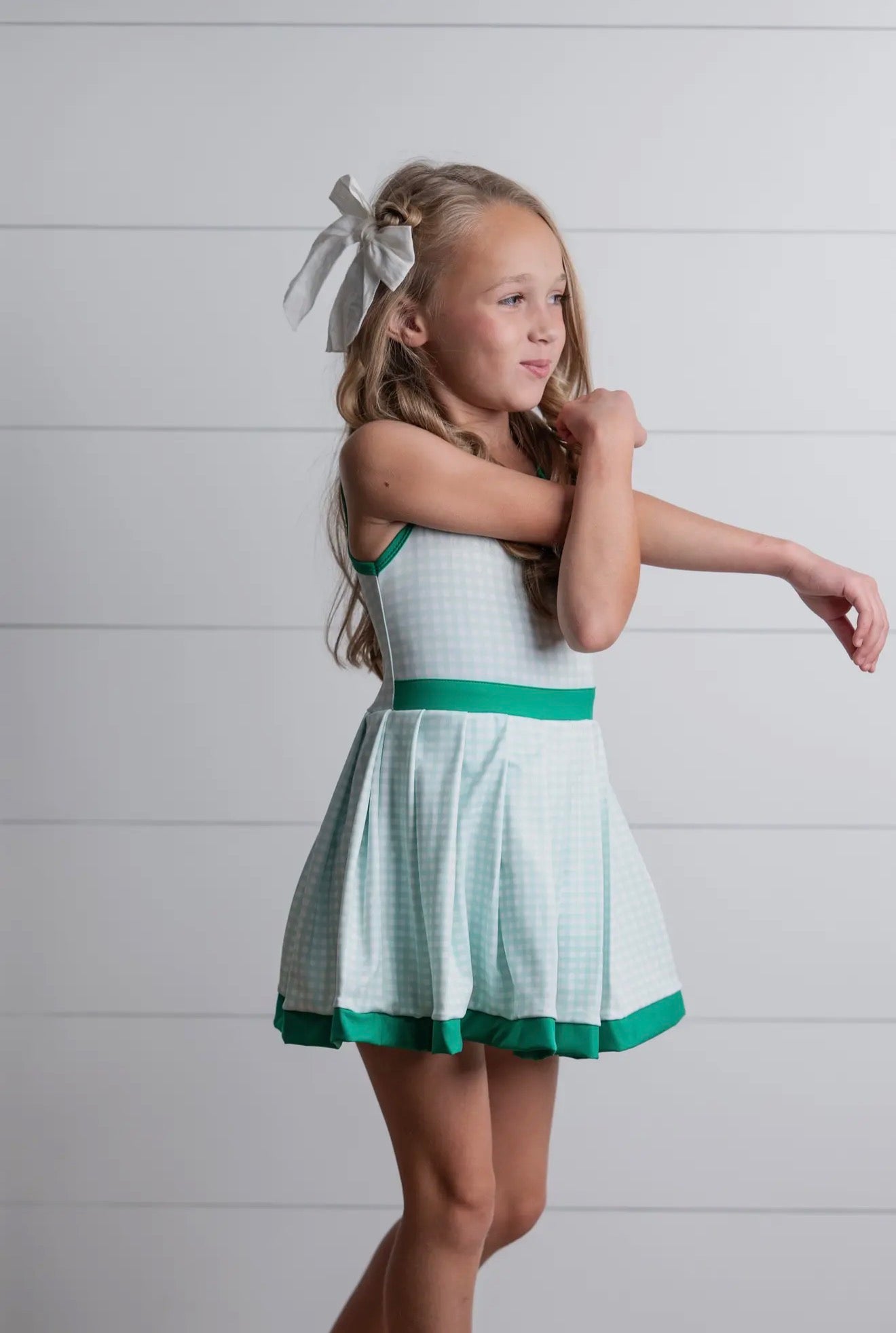 Oopsie Daisy Green Check Athletic Dress
