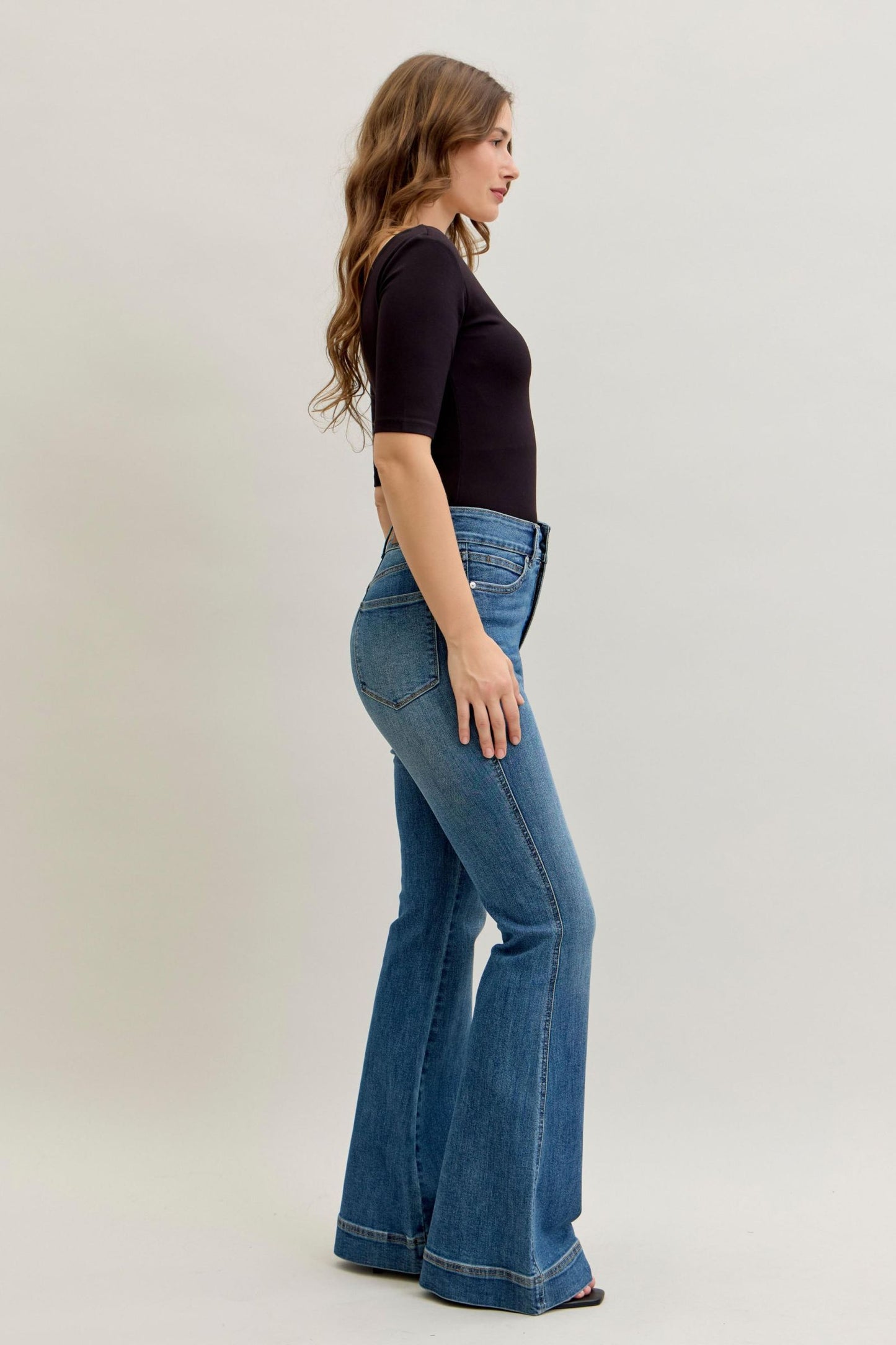 Judy Blue High Waist Tummy Control Double Button Flares