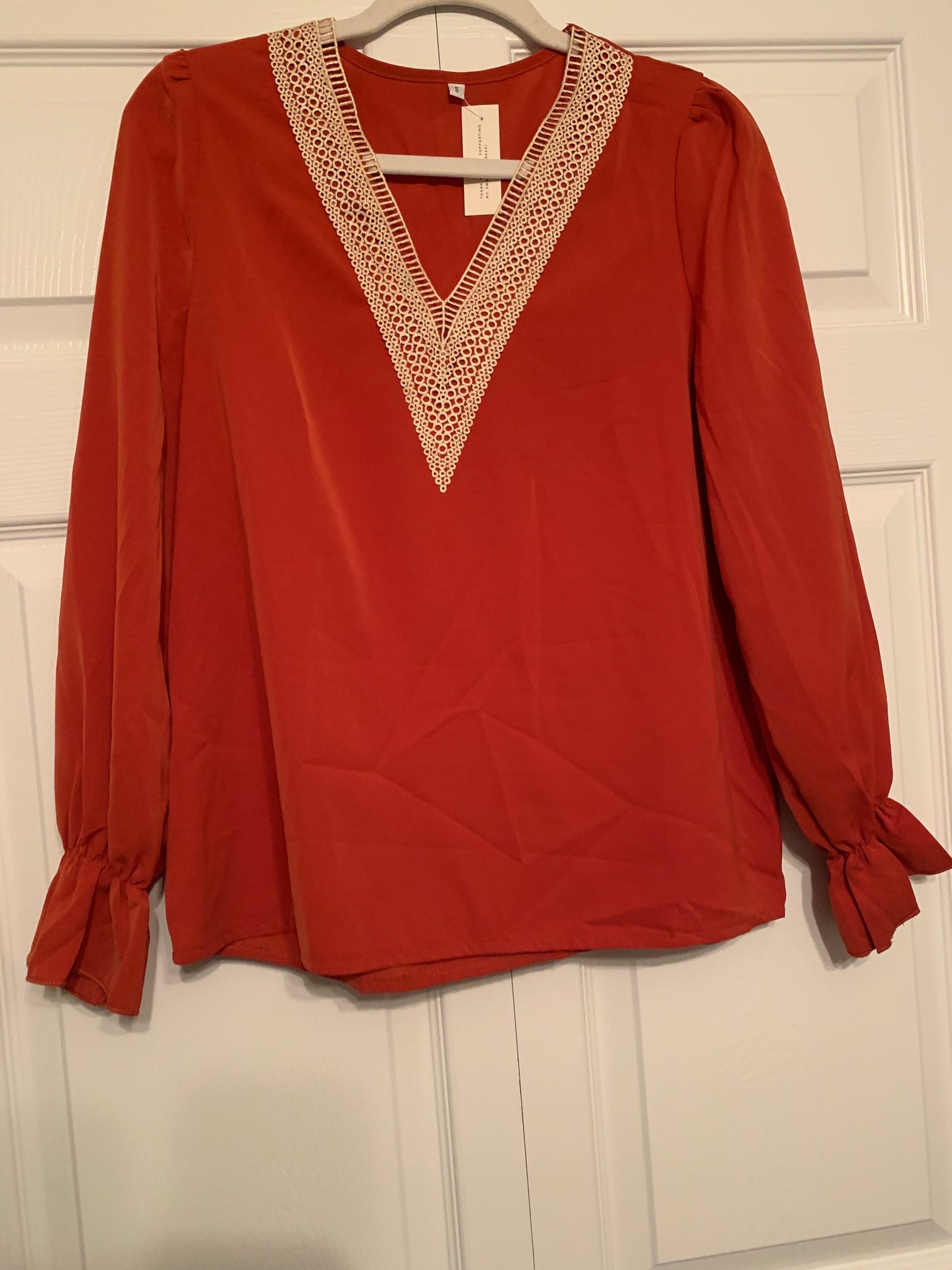 V-Neck Ruffle Sleeve Blouse RGK RTS