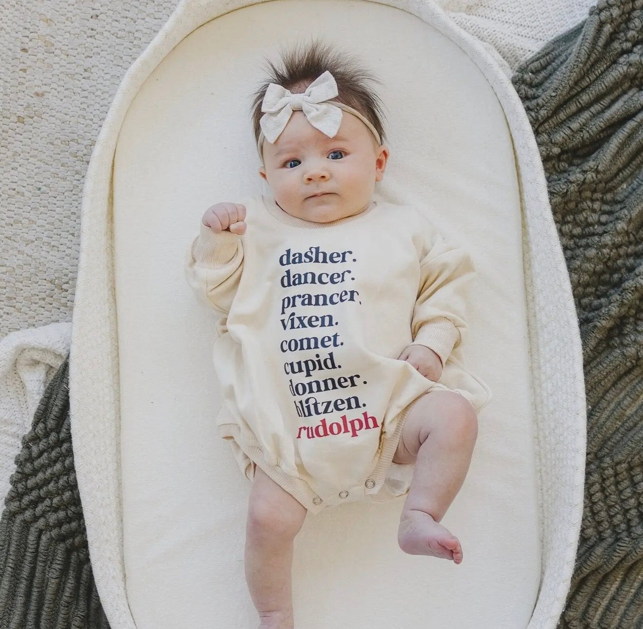 Reindeer Names Sweatshirt Romper