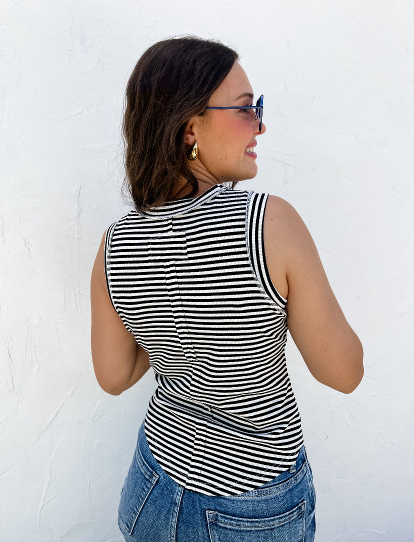 Bianca Basic Striped Ribbed Tank RGK RTS