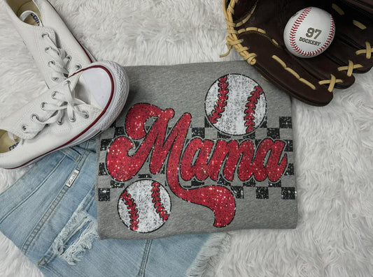 Baseball Mama Checkered Tee RGK RTS