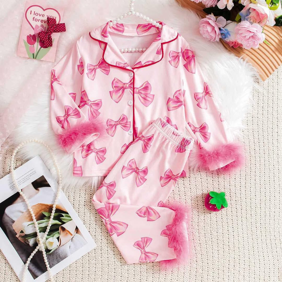 Bow Fur Edged PJ Set RGK RTS