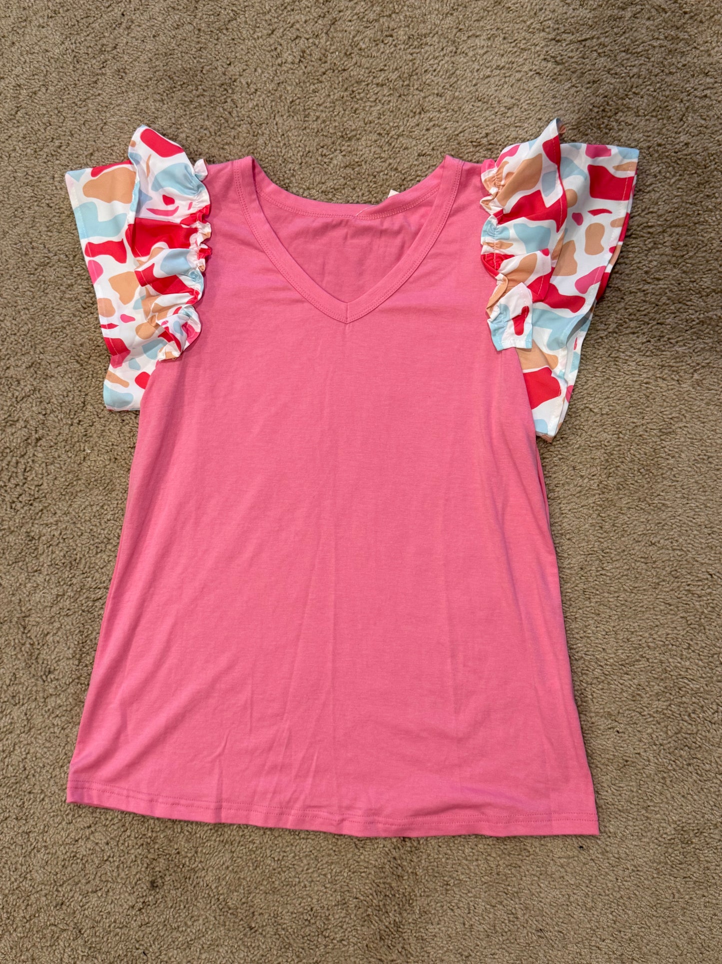 Pink Abstract Sleeve Blouse